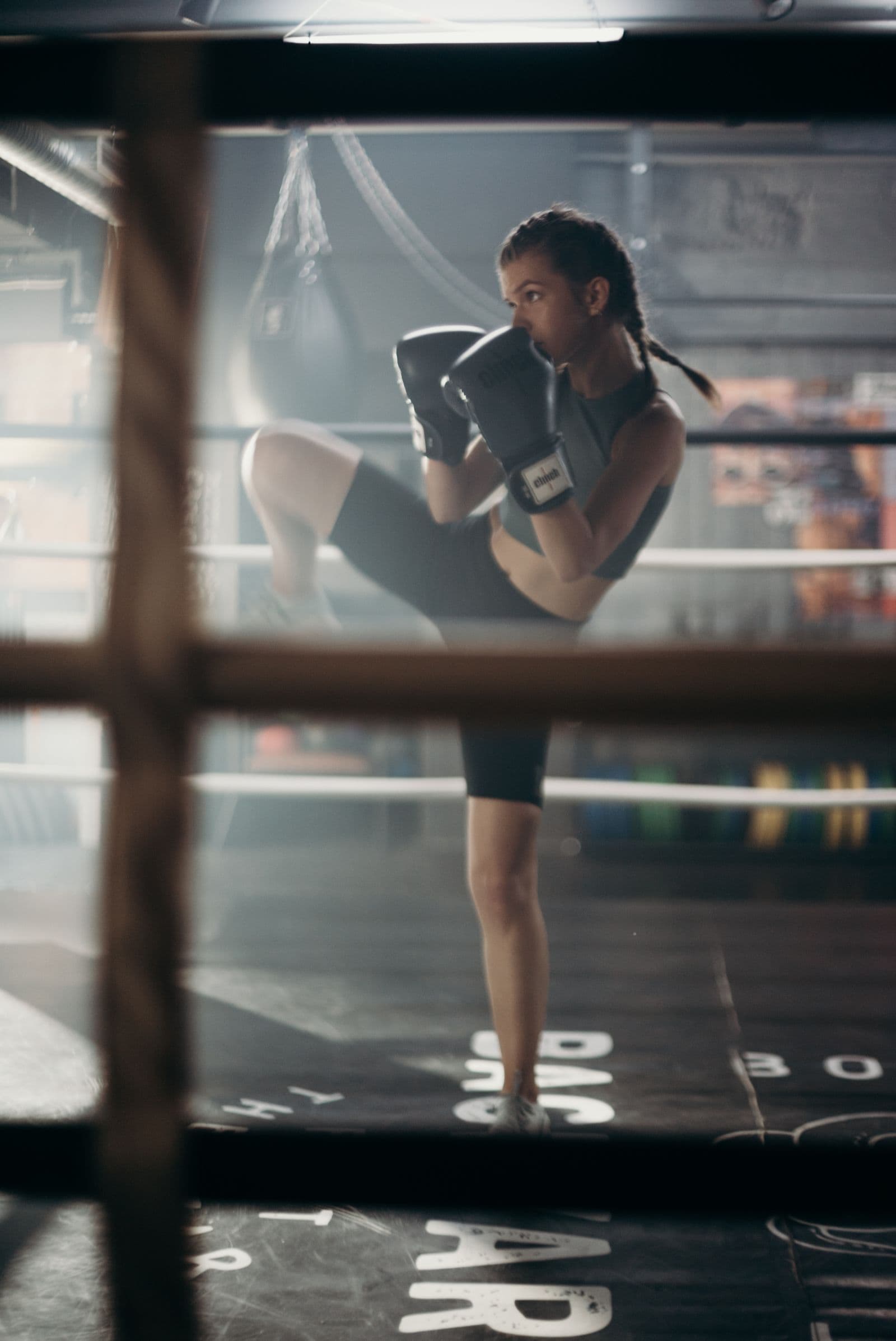 Fitness coach training in a boxing studio
